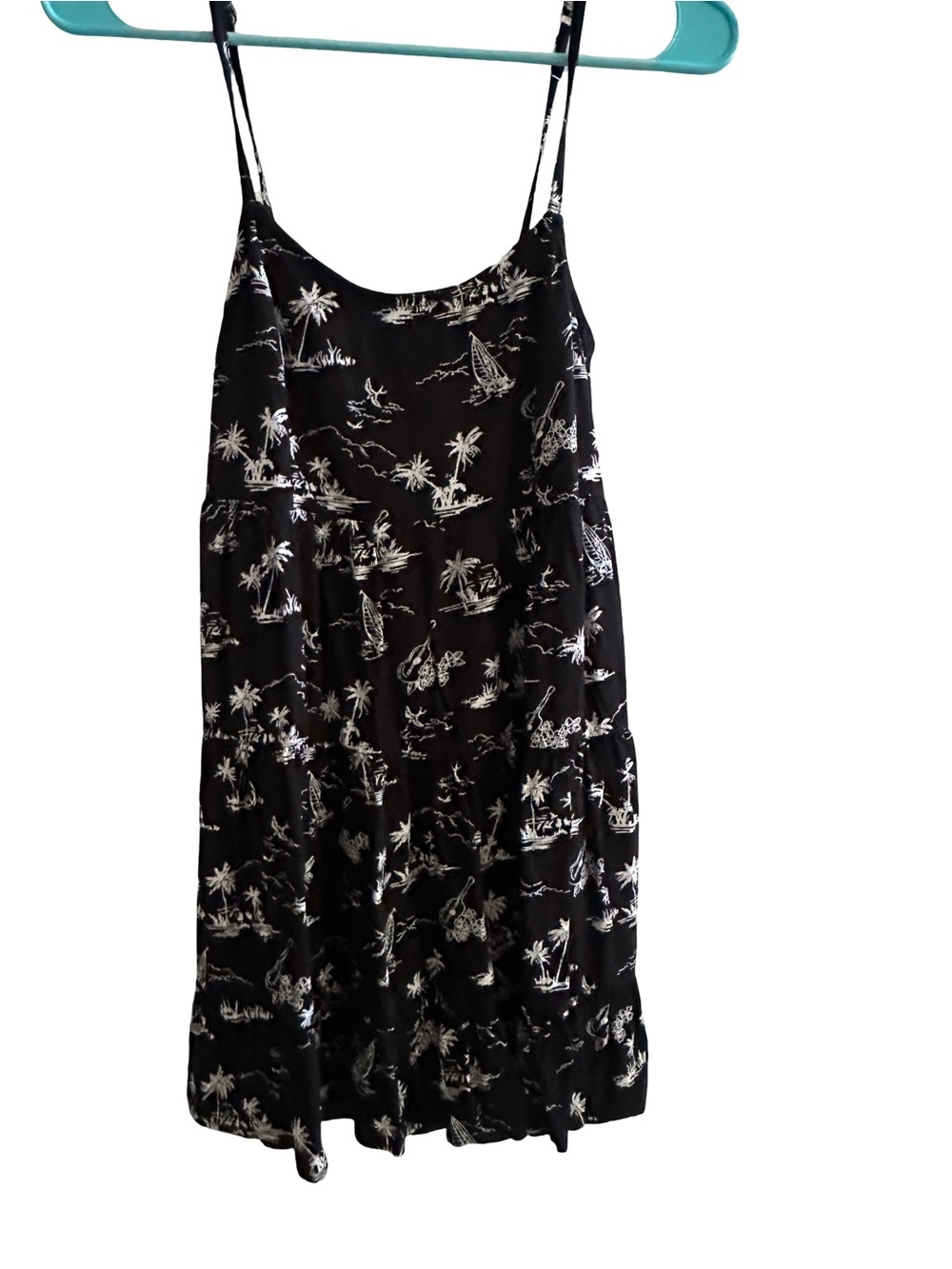 H&M Divided Black Floral Spaghetti Strap Babydoll Mini Dress XXS